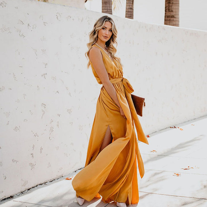 Sleeveless Tie-Waist Maxi Dress