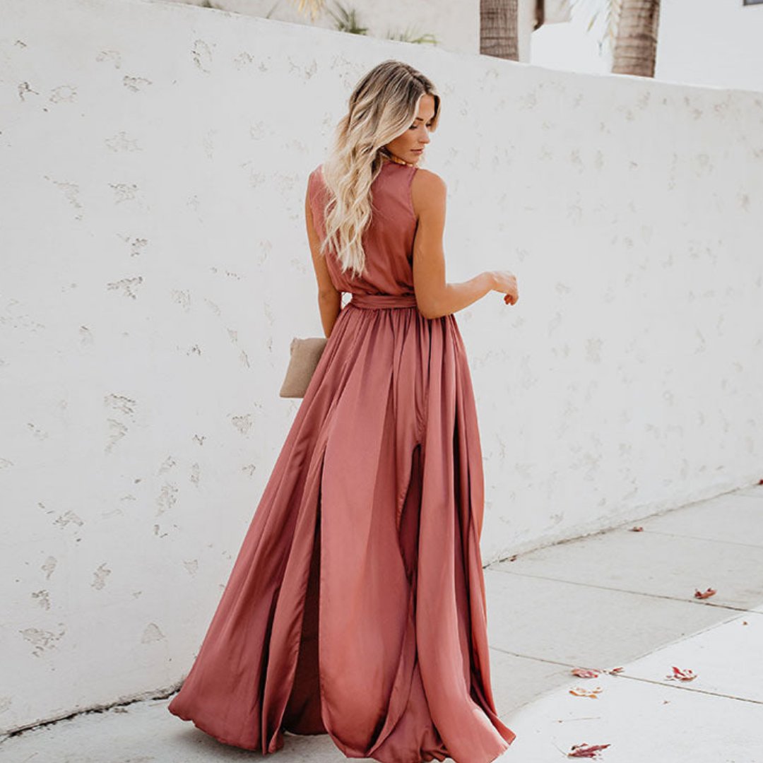 Sleeveless Tie-Waist Maxi Dress