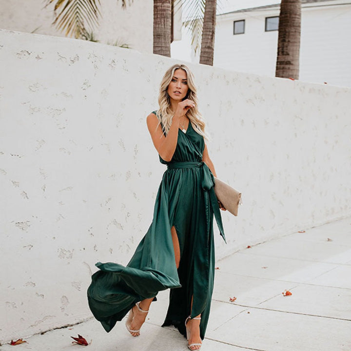 Sleeveless Tie-Waist Maxi Dress