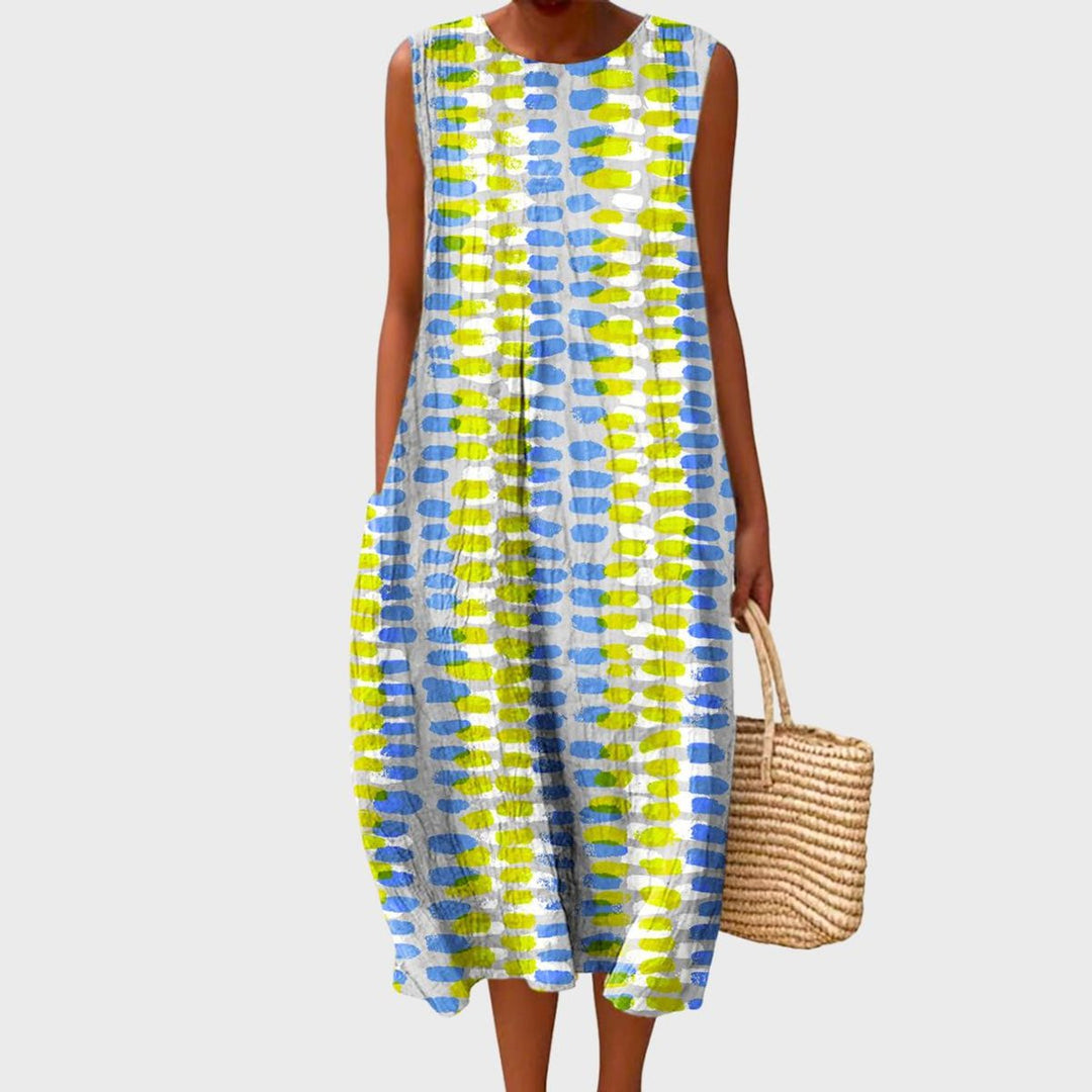 Sleeveless Tiered Plaid Cotton Midi Dress