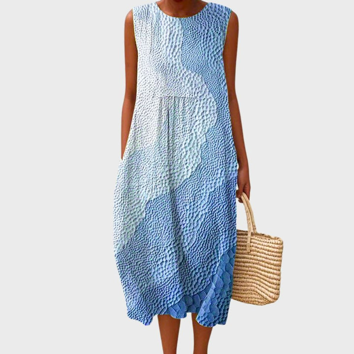 Sleeveless Tiered Plaid Cotton Midi Dress