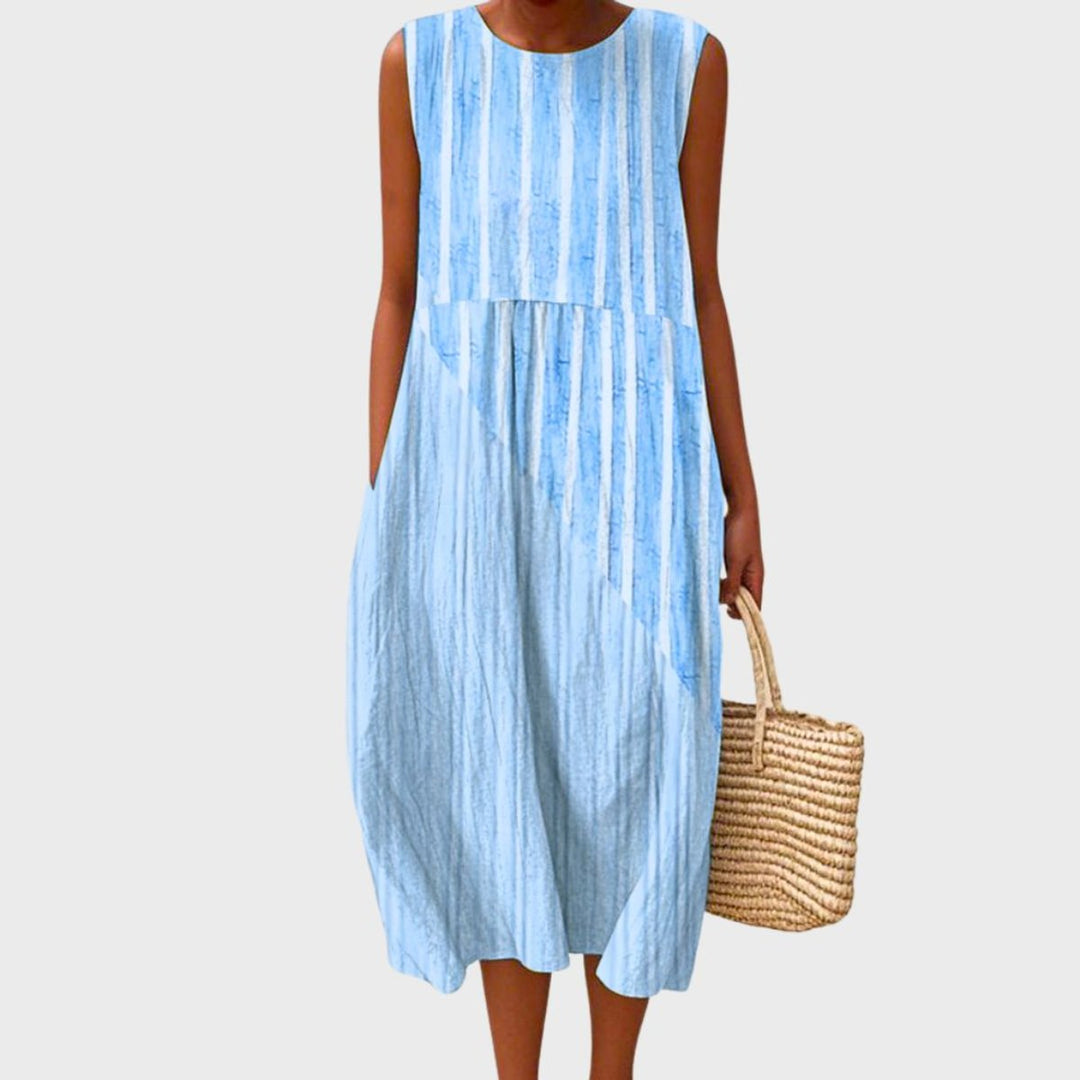 Sleeveless Tiered Plaid Cotton Midi Dress