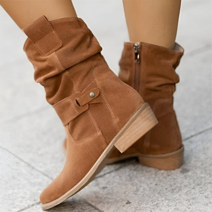 Slouchy Faux Suede Mid-Calf Boots