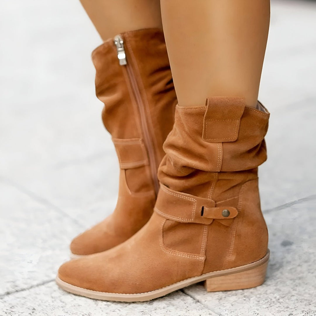 Slouchy Faux Suede Mid-Calf Boots