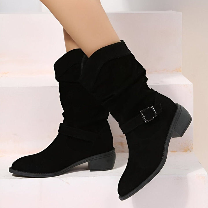 Slouchy Faux Suede Mid-Calf Boots