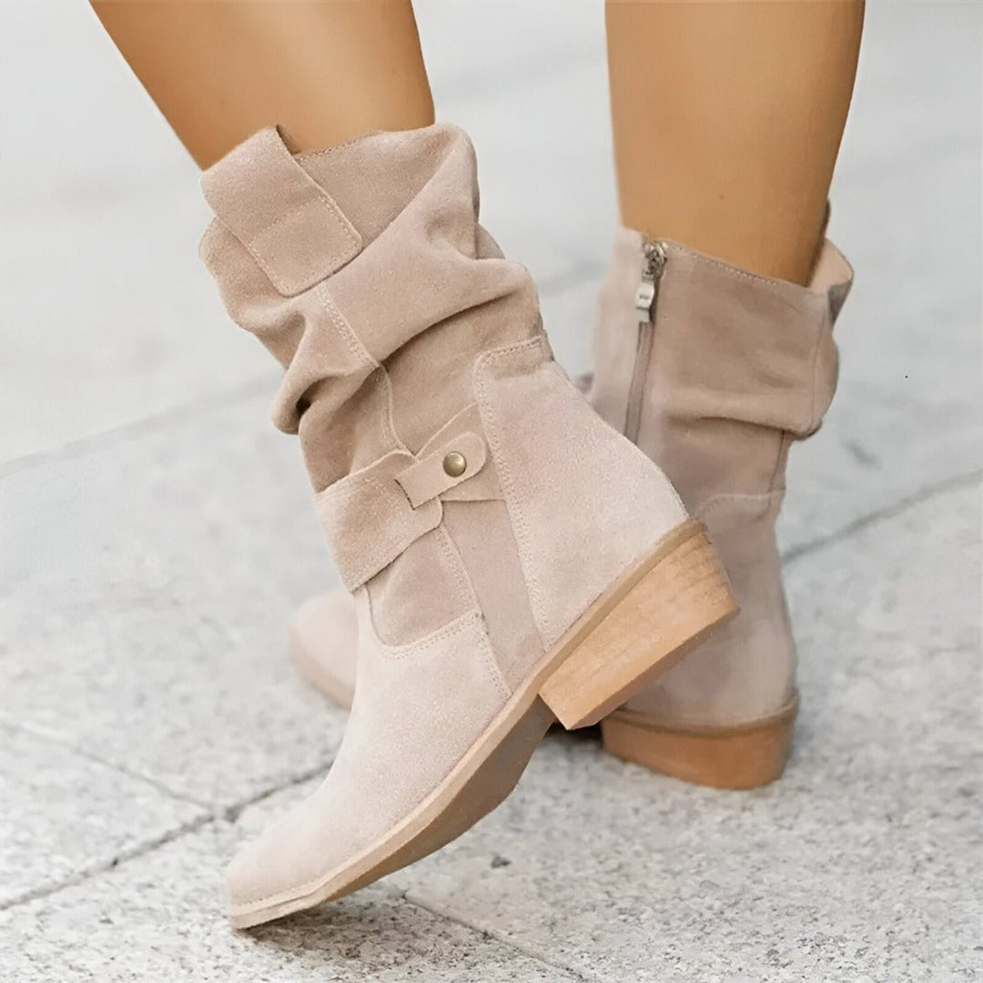 Slouchy Faux Suede Mid-Calf Boots