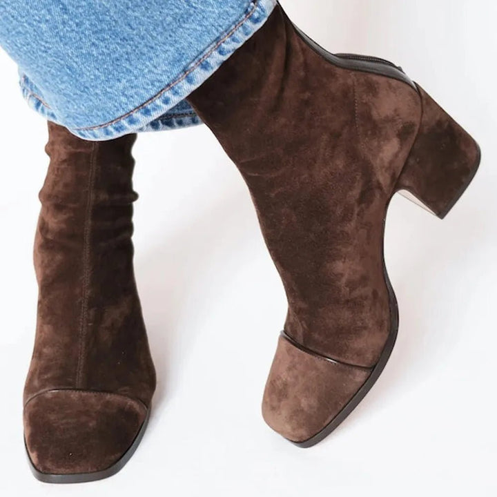 Square-Toe Block Heel Ankle Boots