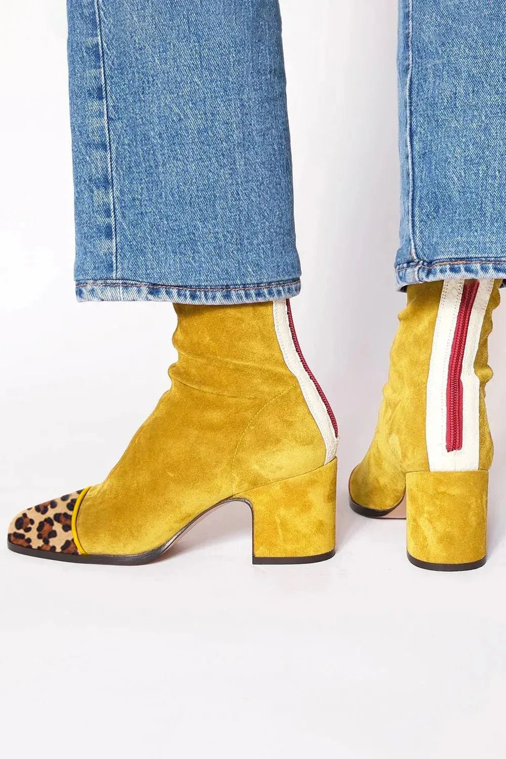 Square-Toe Block Heel Ankle Boots