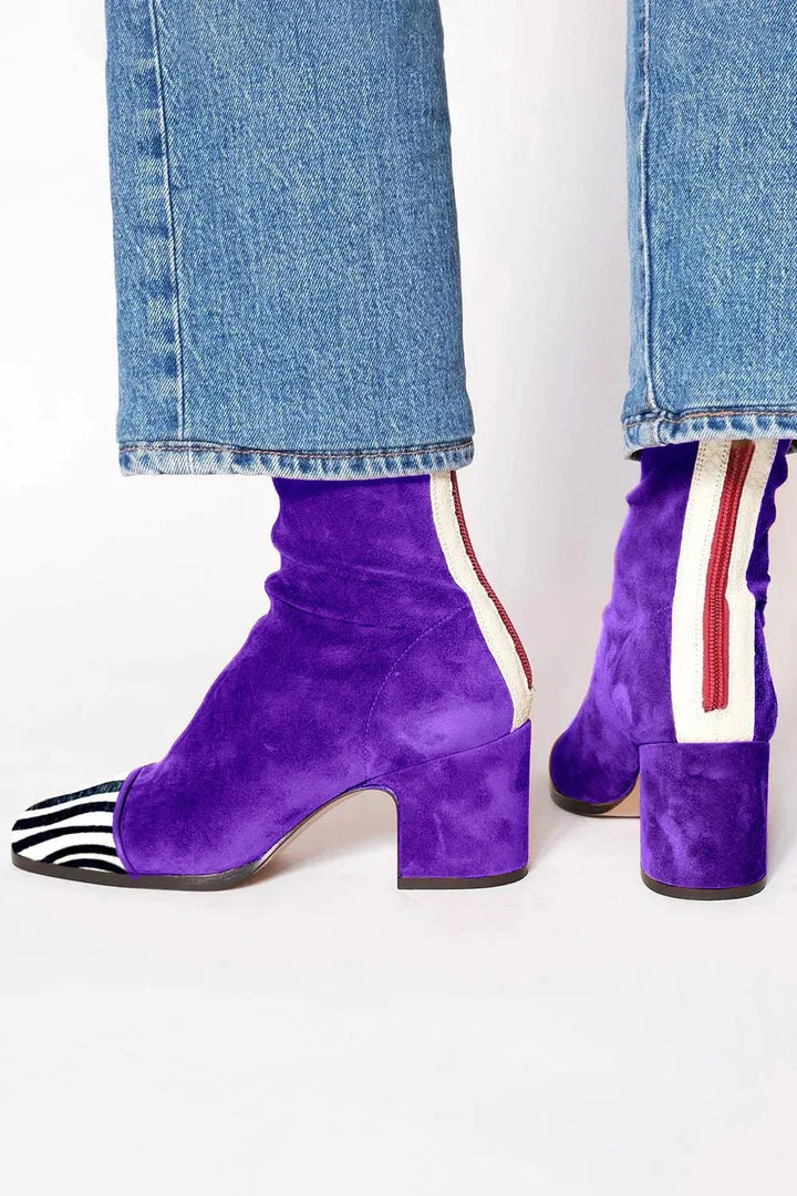 Square-Toe Block Heel Ankle Boots