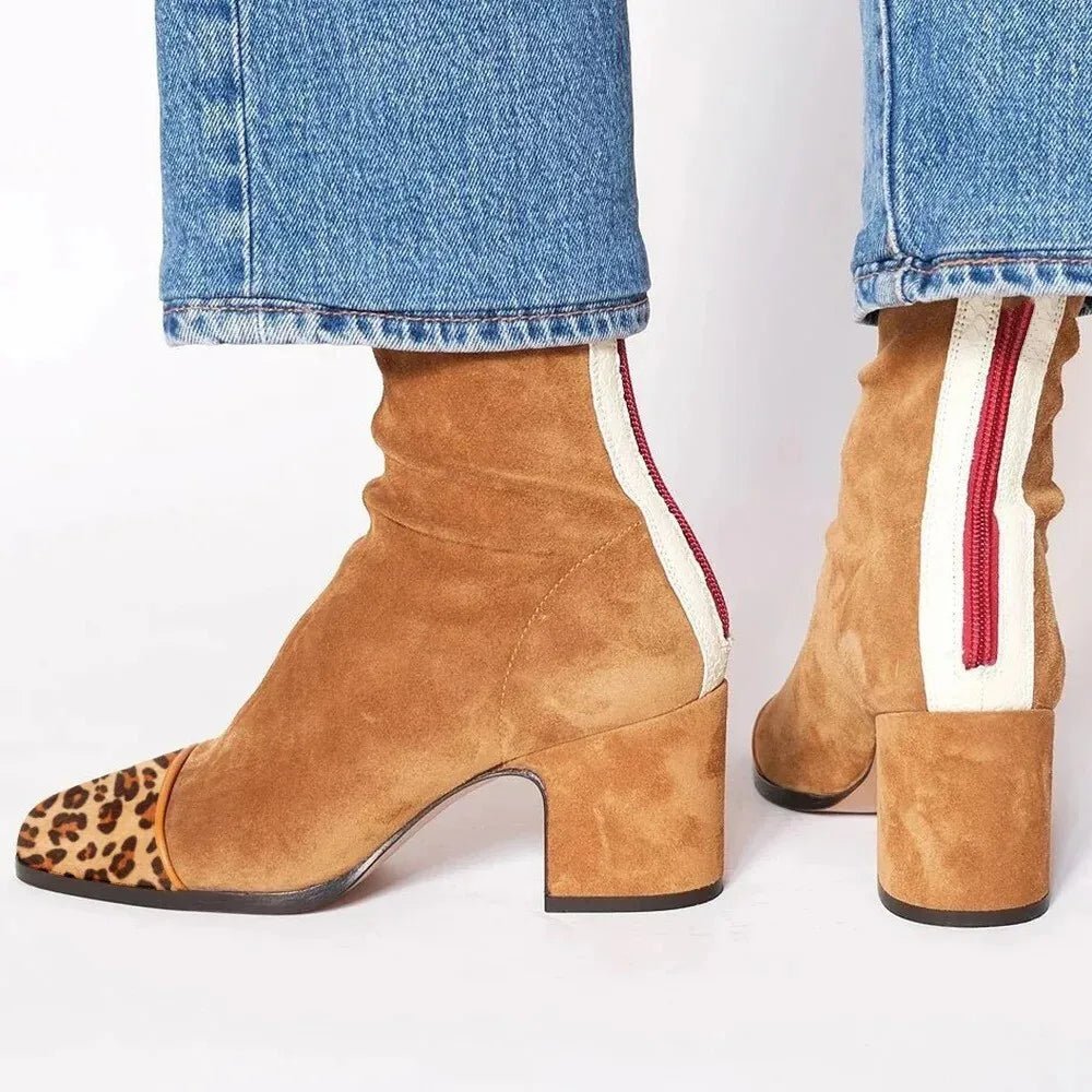 Square-Toe Block Heel Ankle Boots