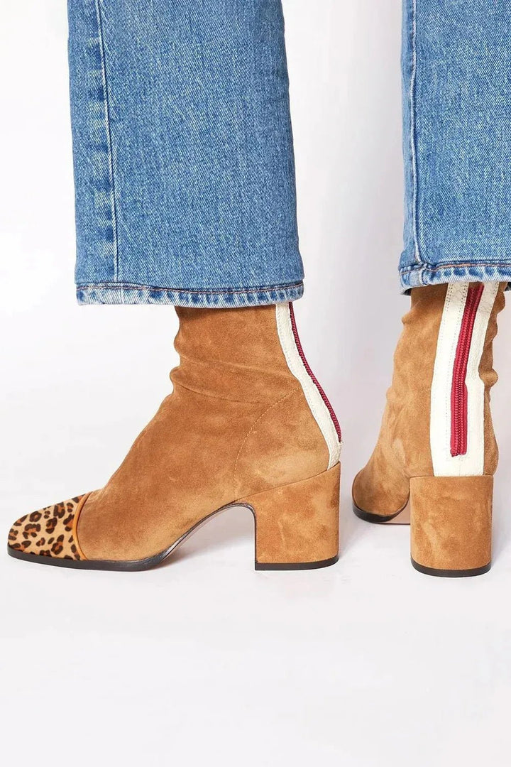 Square-Toe Block Heel Ankle Boots