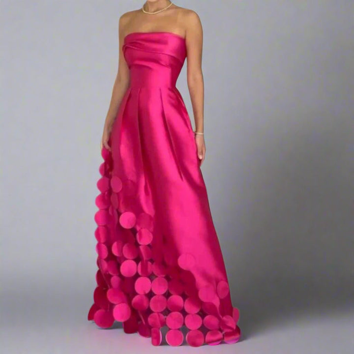 Strapless Fitted Bodice Maxi Evening Dress