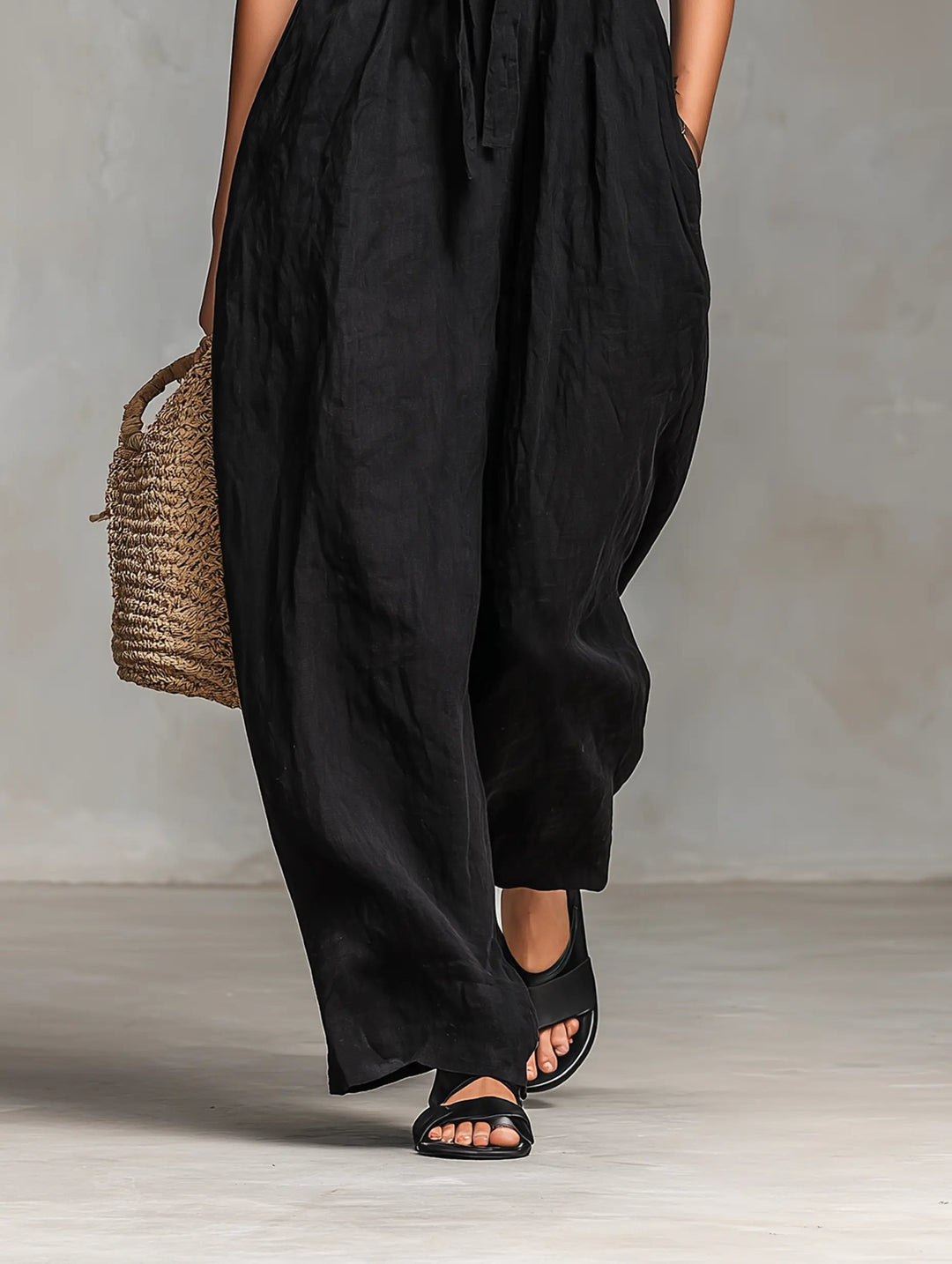 Strapless Linen Wide-Leg Jumpsuit