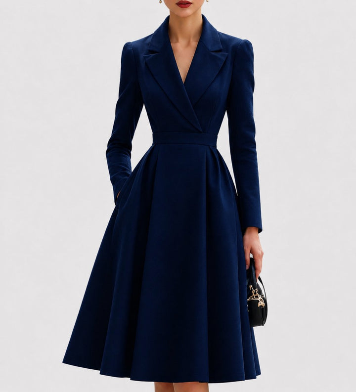 Tailored Long-Sleeve Midi Coat Dress