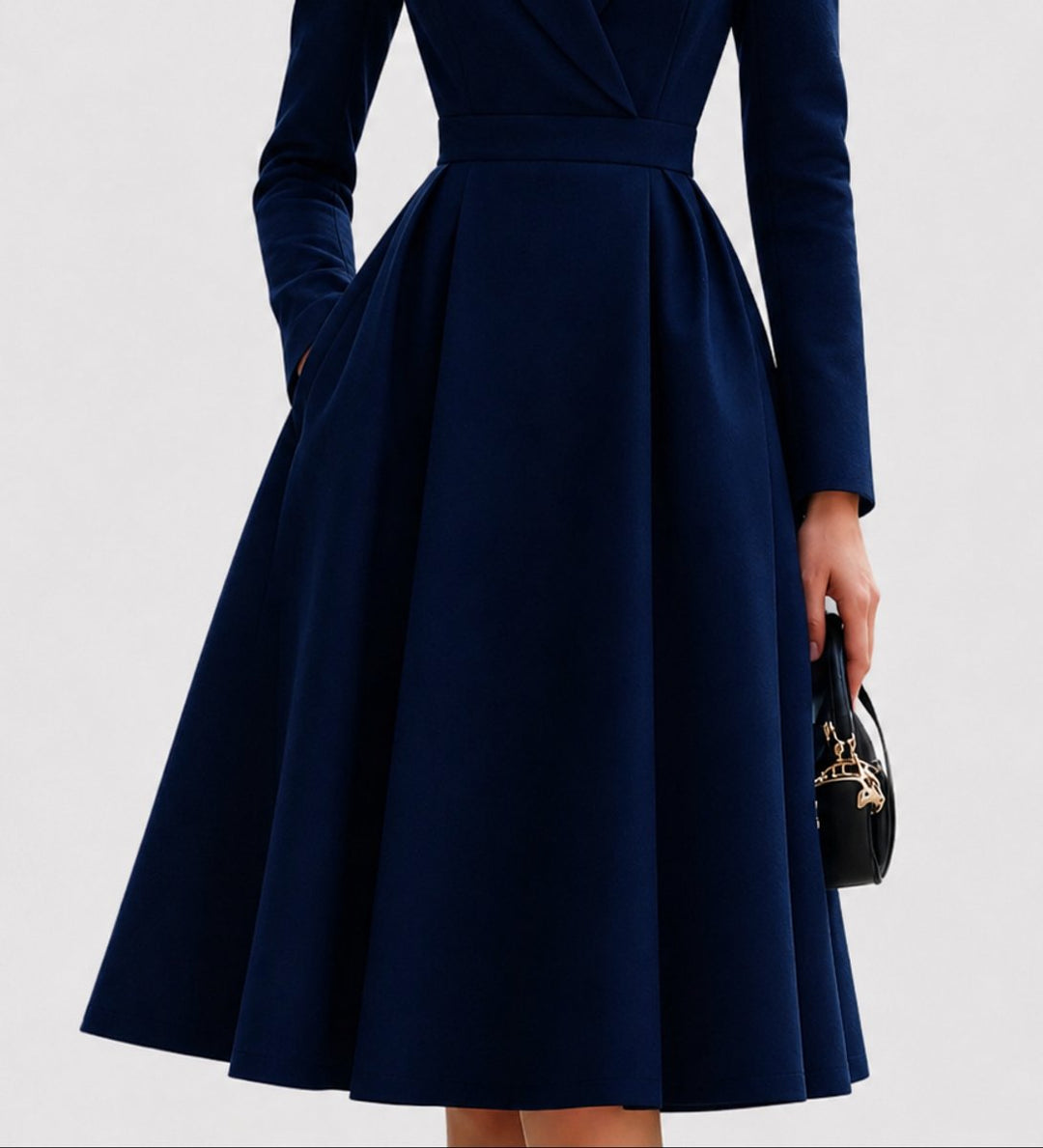 Tailored Long-Sleeve Midi Coat Dress