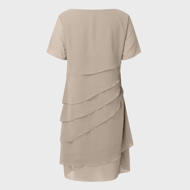 Tiered Chiffon Midi Cocktail Dress