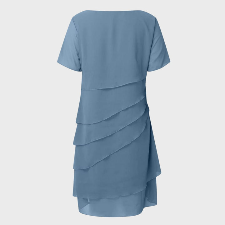 Tiered Chiffon Midi Cocktail Dress