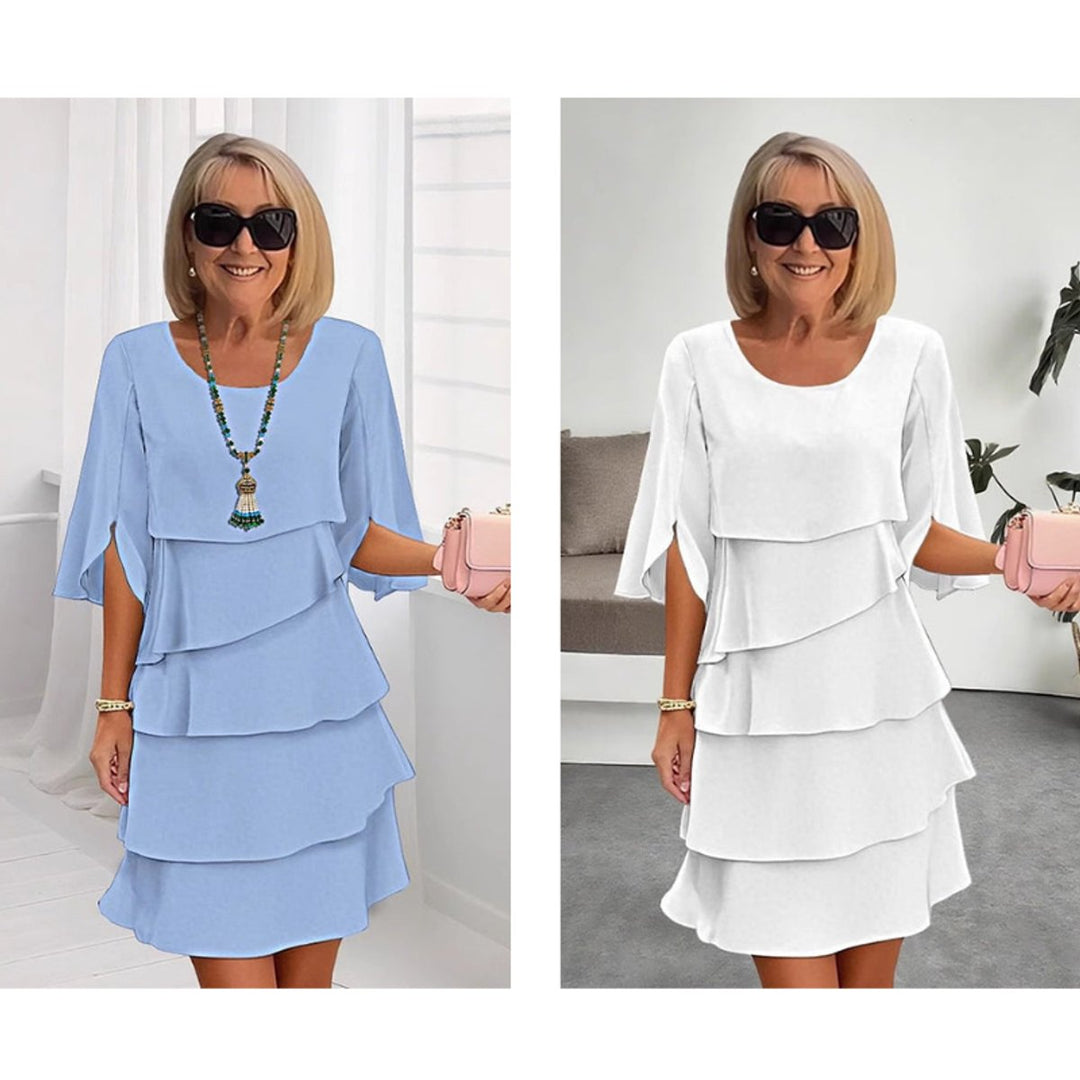 Tiered Ruffle-Sleeve Midi Dress