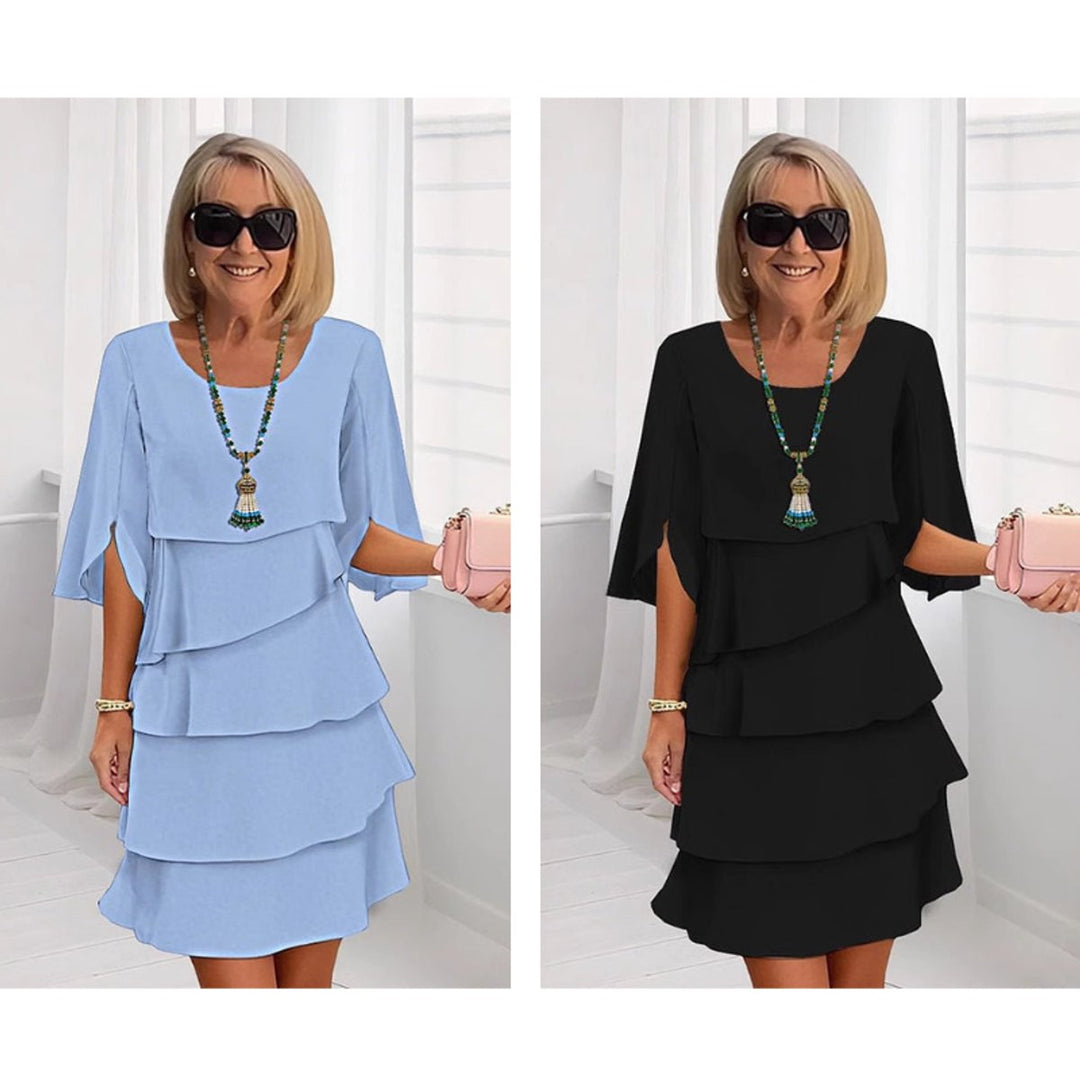 Tiered Ruffle-Sleeve Midi Dress