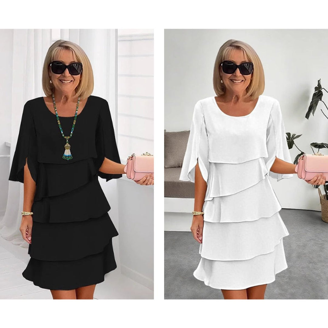 Tiered Ruffle-Sleeve Midi Dress
