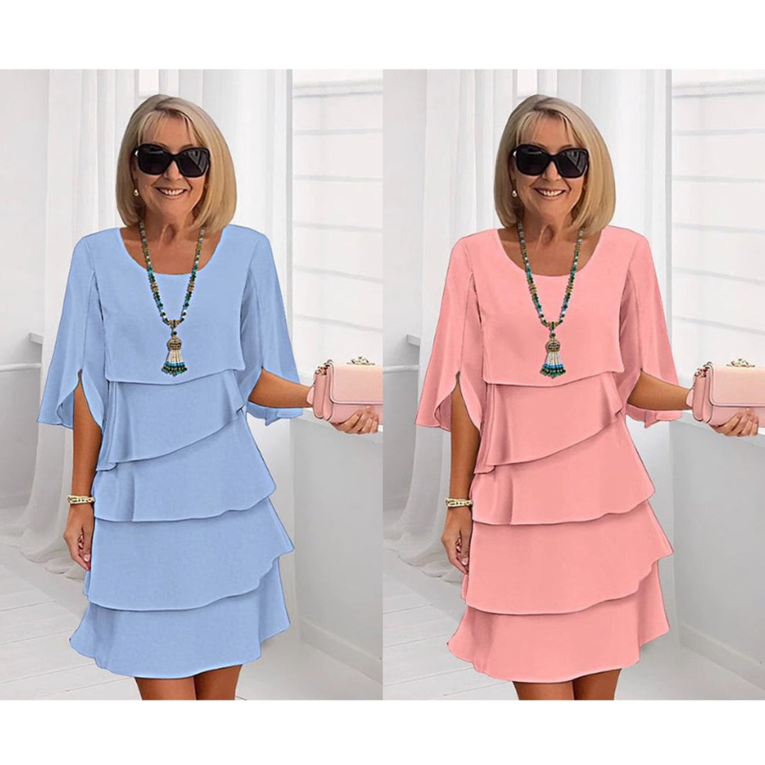 Tiered Ruffle-Sleeve Midi Dress