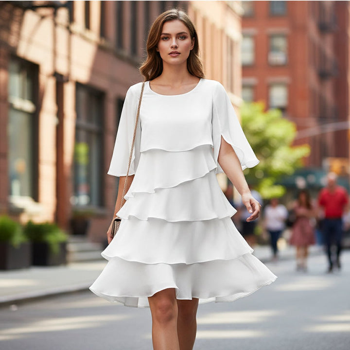 Tiered Ruffle-Sleeve Midi Dress