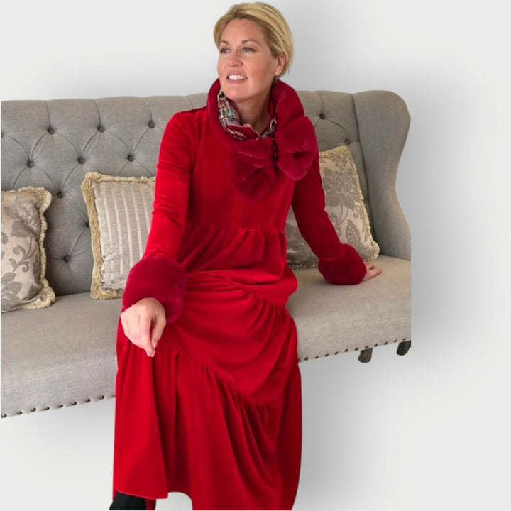 Tiered Velvet Maxi Dress