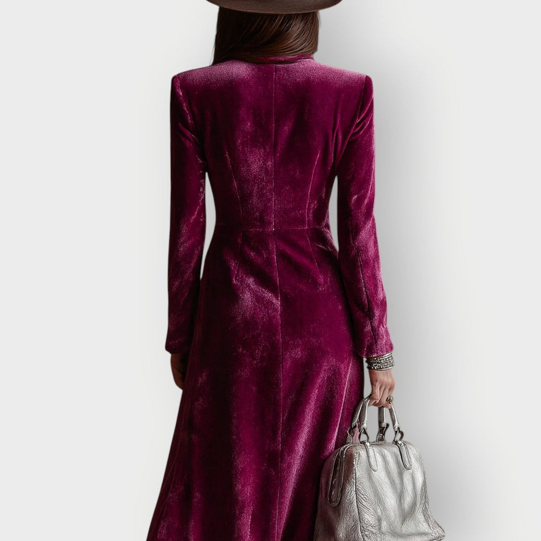 Velvet Double-Breasted Maxi Dress
