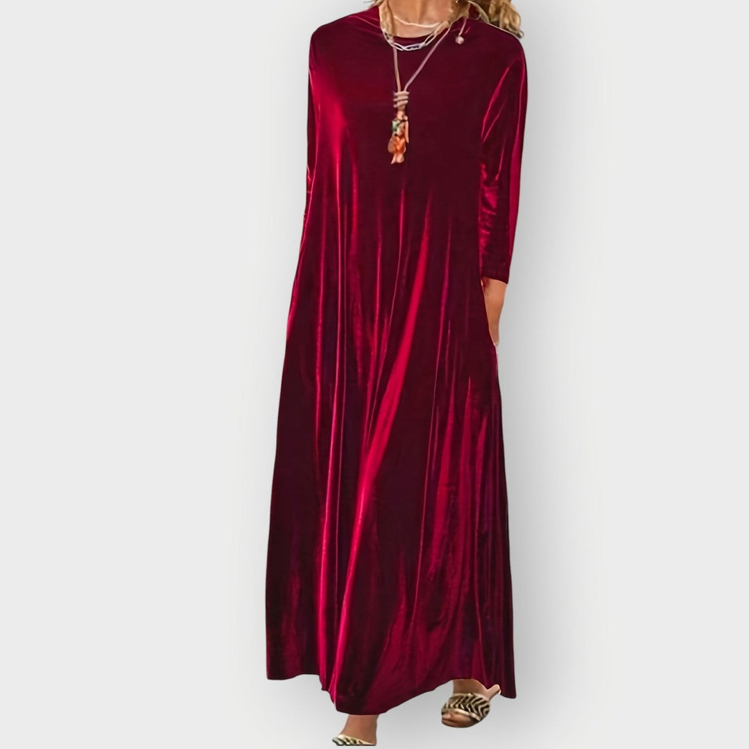 Velvet Long Sleeve Maxi Evening Gown
