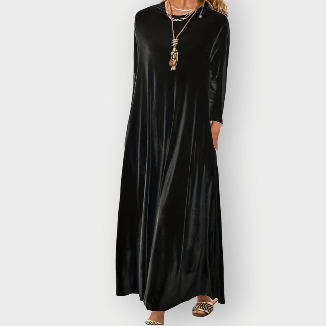 Velvet Long Sleeve Maxi Evening Gown