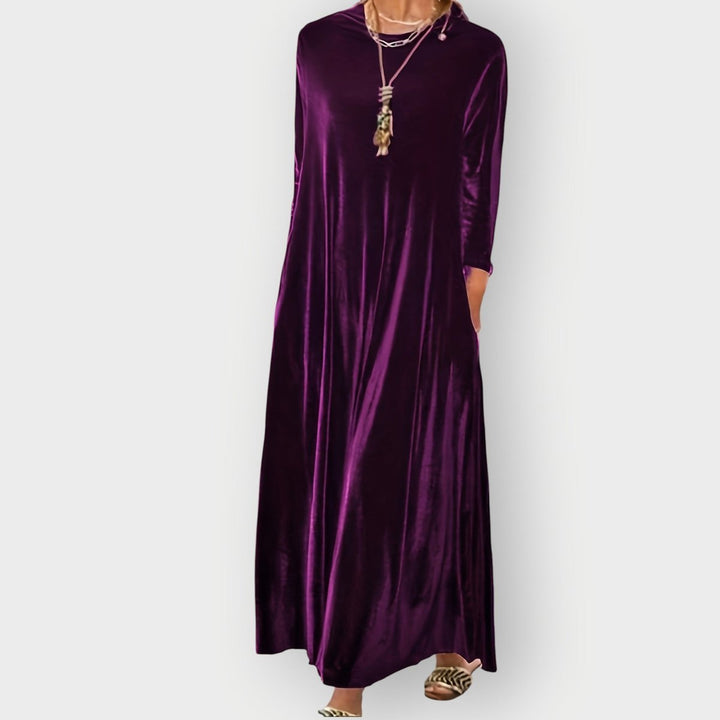 Velvet Long Sleeve Maxi Evening Gown
