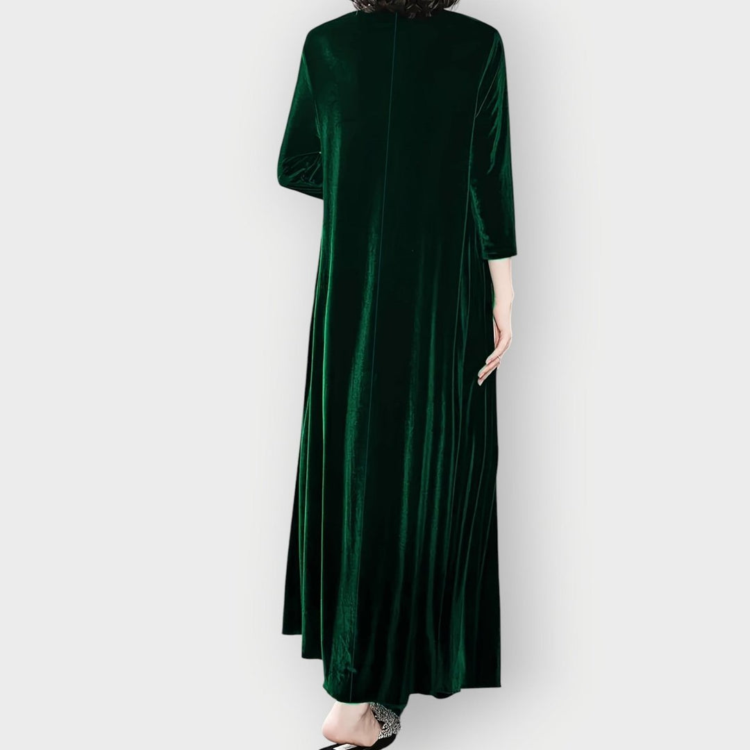 Velvet Long Sleeve Maxi Evening Gown