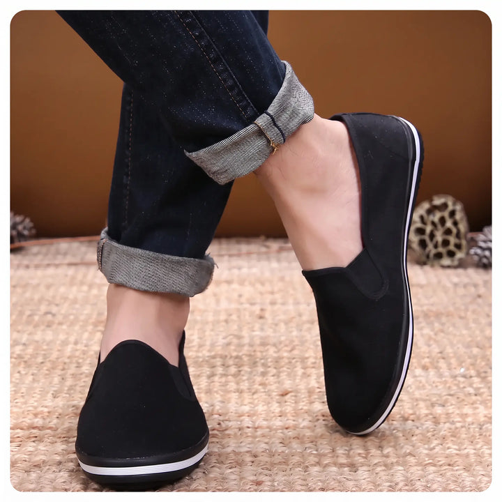 Zydana - Black Canvas Loafers, Comfortable Casual Shoes