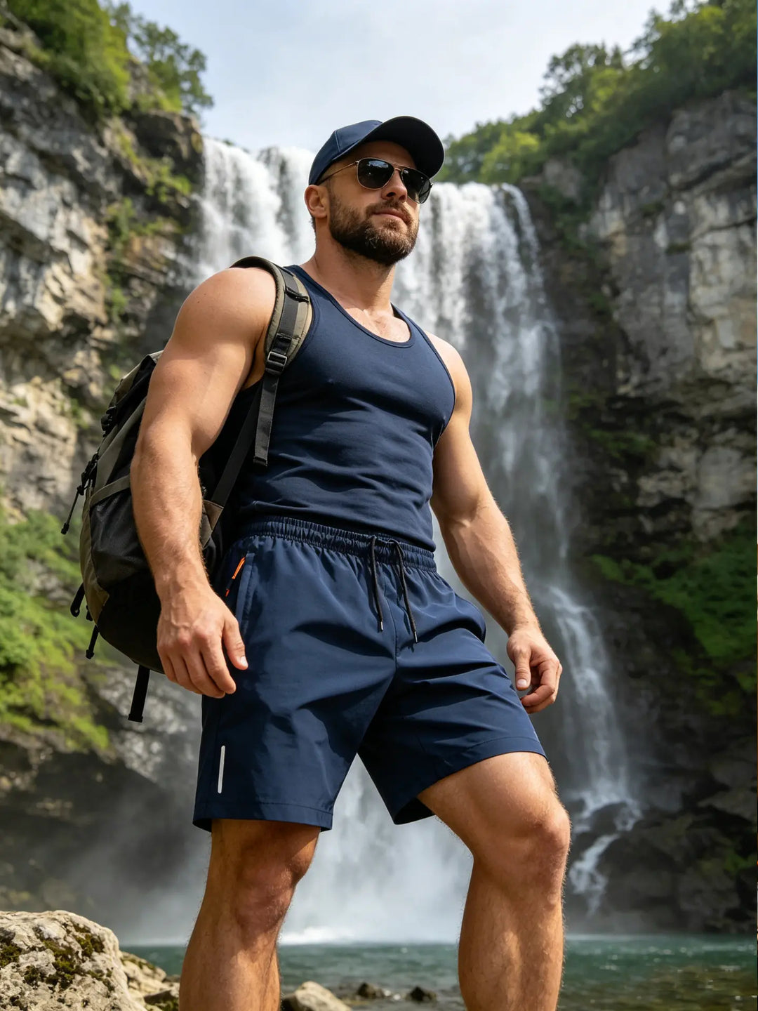 Man wearing navy blue Zythos men&