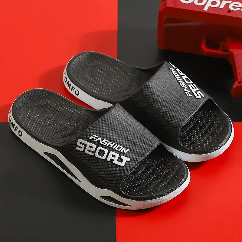 Black Zytri sport slides with white &